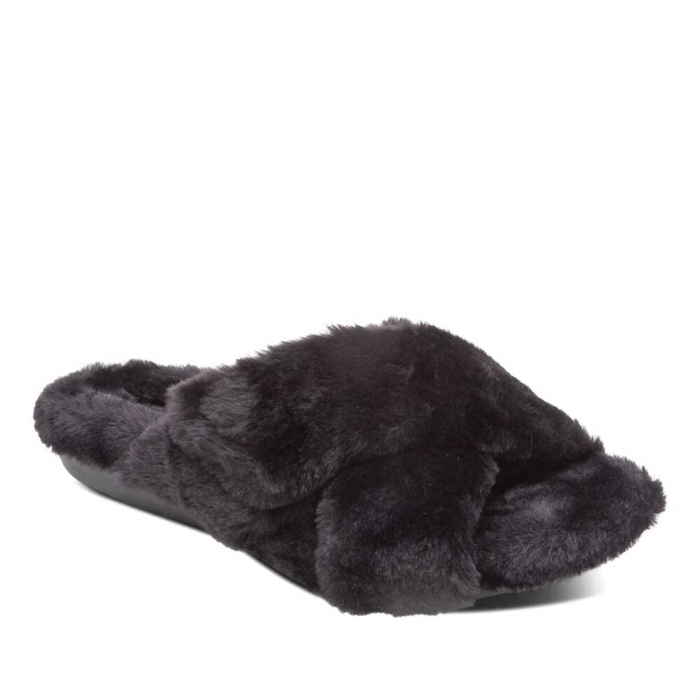 NEW AETREX women's penelope strap slipper in black